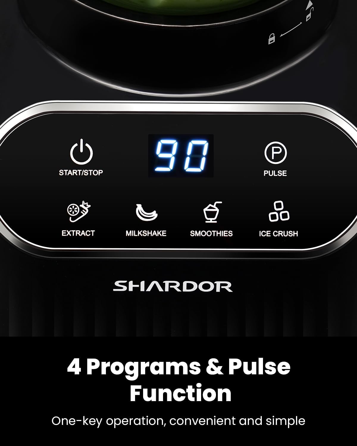 SHARDOR Blender for Kitchen, Max1400W Professional Smoothie Blender with 1.5L Glass Jar & 700ml To-Go Cup Combo,5 Intelligent Program, Ice Crush & Frozen Fruit, Smoothies, Milkshakes,Black - Image 4