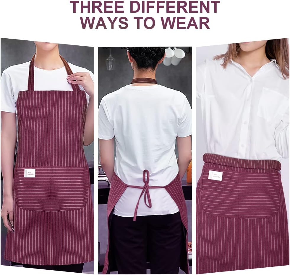 Vicloon Unisex Adjustable Bib Apron, 2 Pcs Apron with 2 Pockets Cooking Kitchen Chef Aprons, Women Men Aprons for Home Kitchen, Restaurant, Coffee house - Image 5