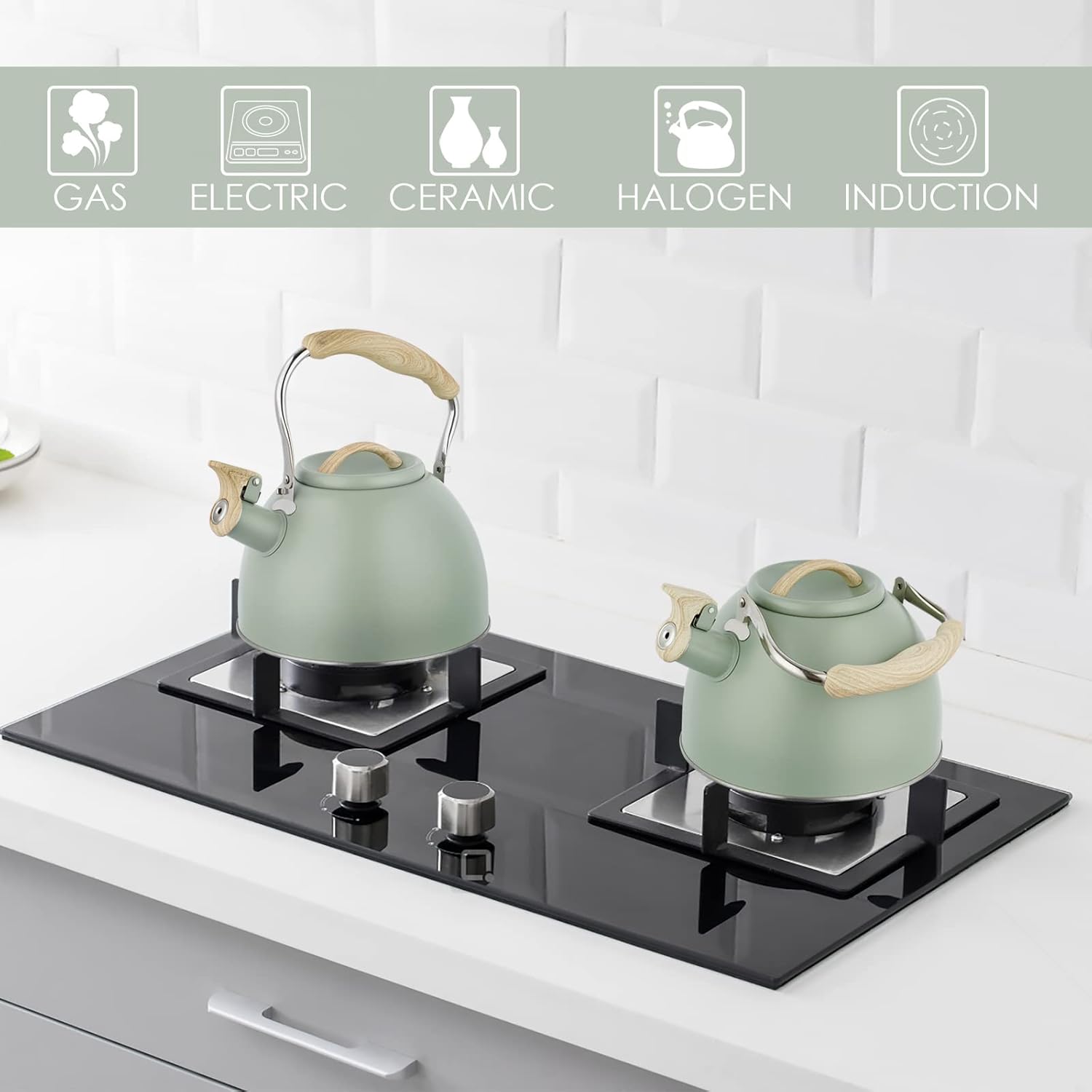 Stovetop Kettle Whistling,3L Stove Induction Kettle, Stovetop Stainless Steel Whistling Teapot Kettle for Gas Stove or Induction Hob - Image 6