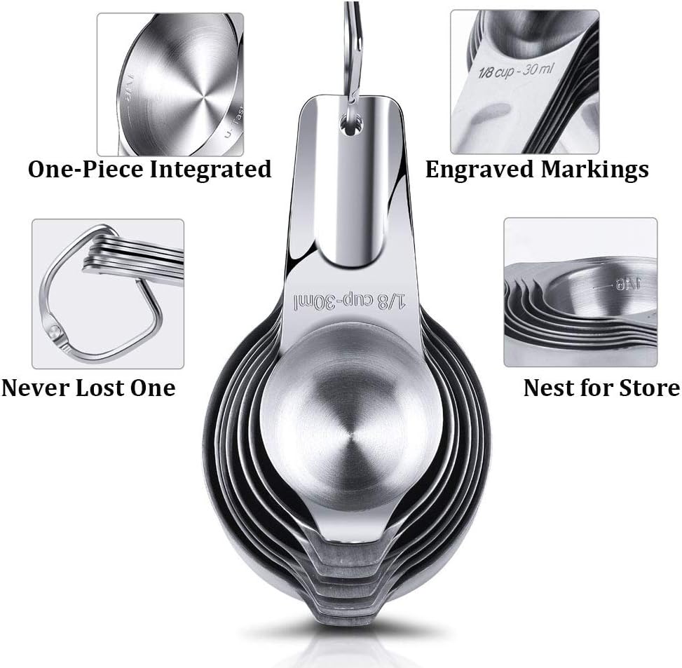 Measuring Cups Stainless Steel 7 Piece Stackable Set for Dry or Liquid Ingredients Measurement - Kitchen Gadgets & Utensils Metal Measuring Cups Best for Cooking & Baking - Image 3