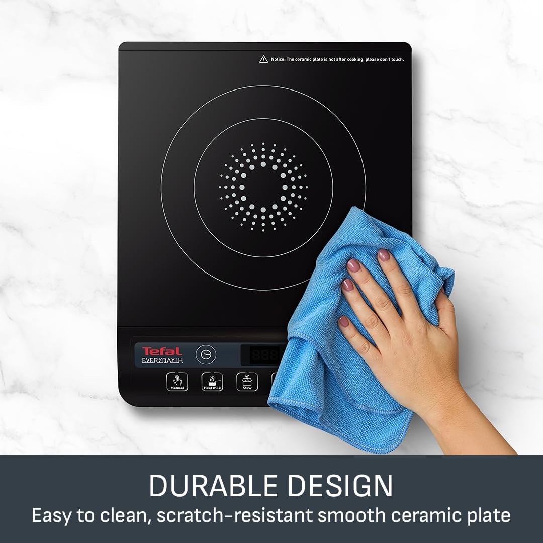 Tefal Everyday Portable Electric Induction Hob, 2 hours timer, 6 functions, 9 power level, 2100W, Kitchen, Student, Cooking, Caravan, Party, Black, IH201840 - Image 6
