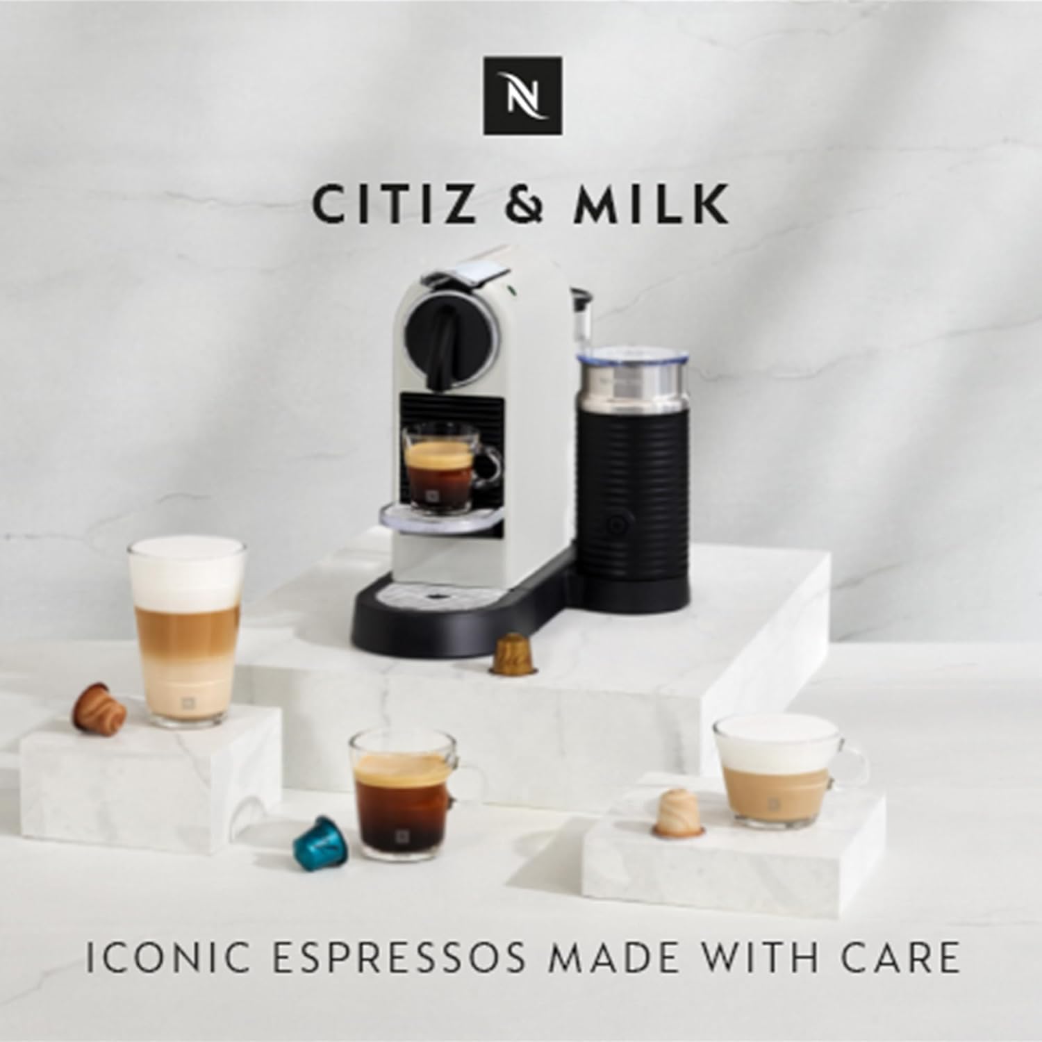 Nespresso Citiz Coffee Machine with Aeroccino Milk Frother by De'Longhi for Original Coffee Pods, Latte, Cappuccino, Espresso, Starter Capsule Set Included, EN267.WAE, White - Image 3