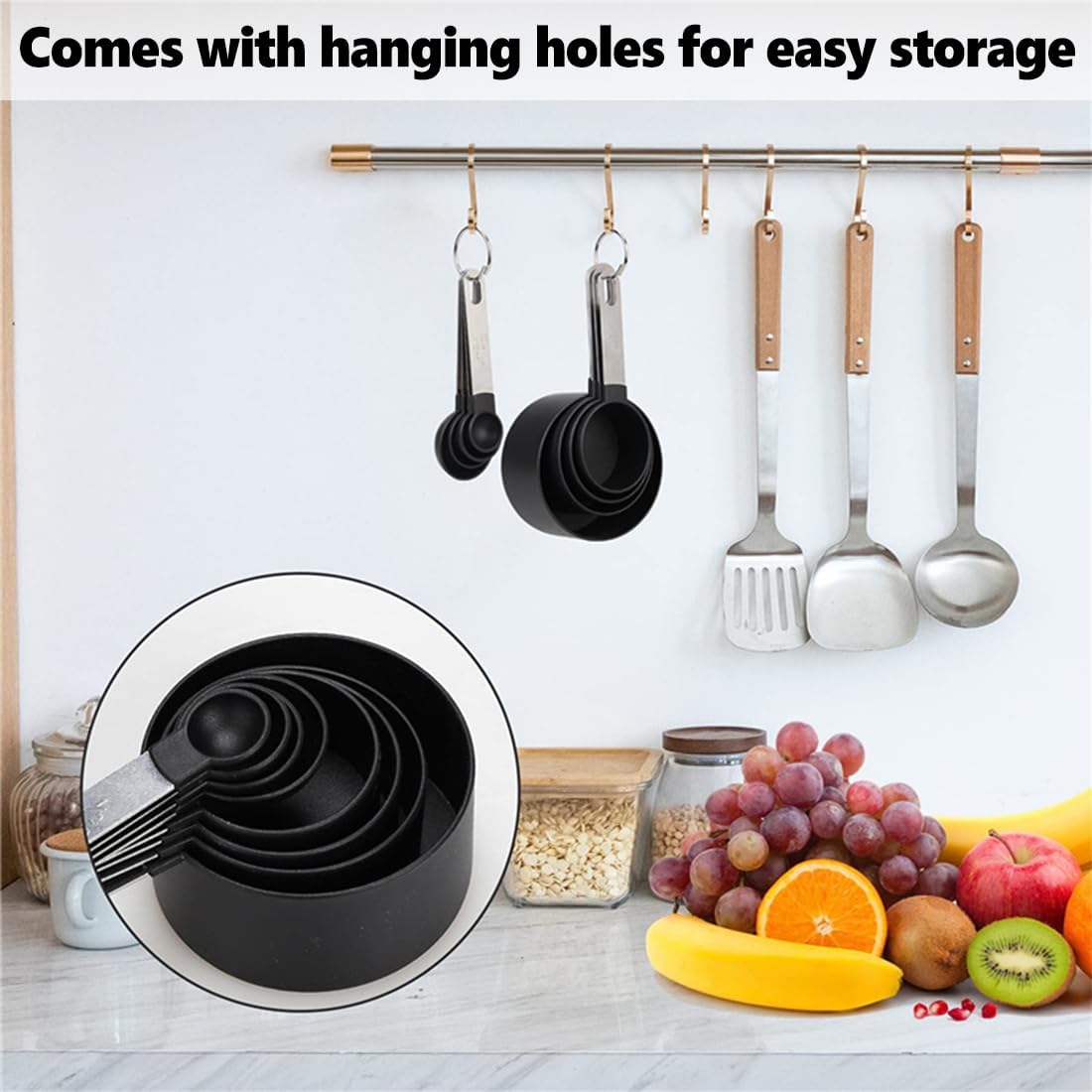 8 Piece Measuring Cups and Spoon Set 4 Measuring Cups / 4 Measuring Spoons Stackable Stainless Steel Handle for Measuring Dry and Liquid Ingredients - Image 5