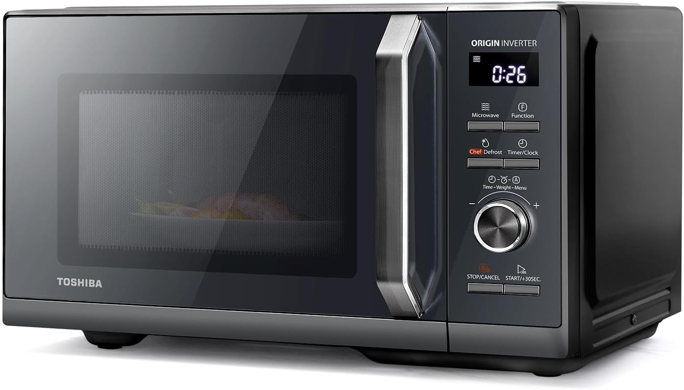 Toshiba 25L 3-in-1 900W Microwave Oven in a Stunning Sleek Morandi Grey Colour, With Origin Inverter, Chef Defrost, Microwave, Grill, Combi, 10 Power Levels, 7 Auto Menus, Easy Clean, MW3-AG25PFI(MG)