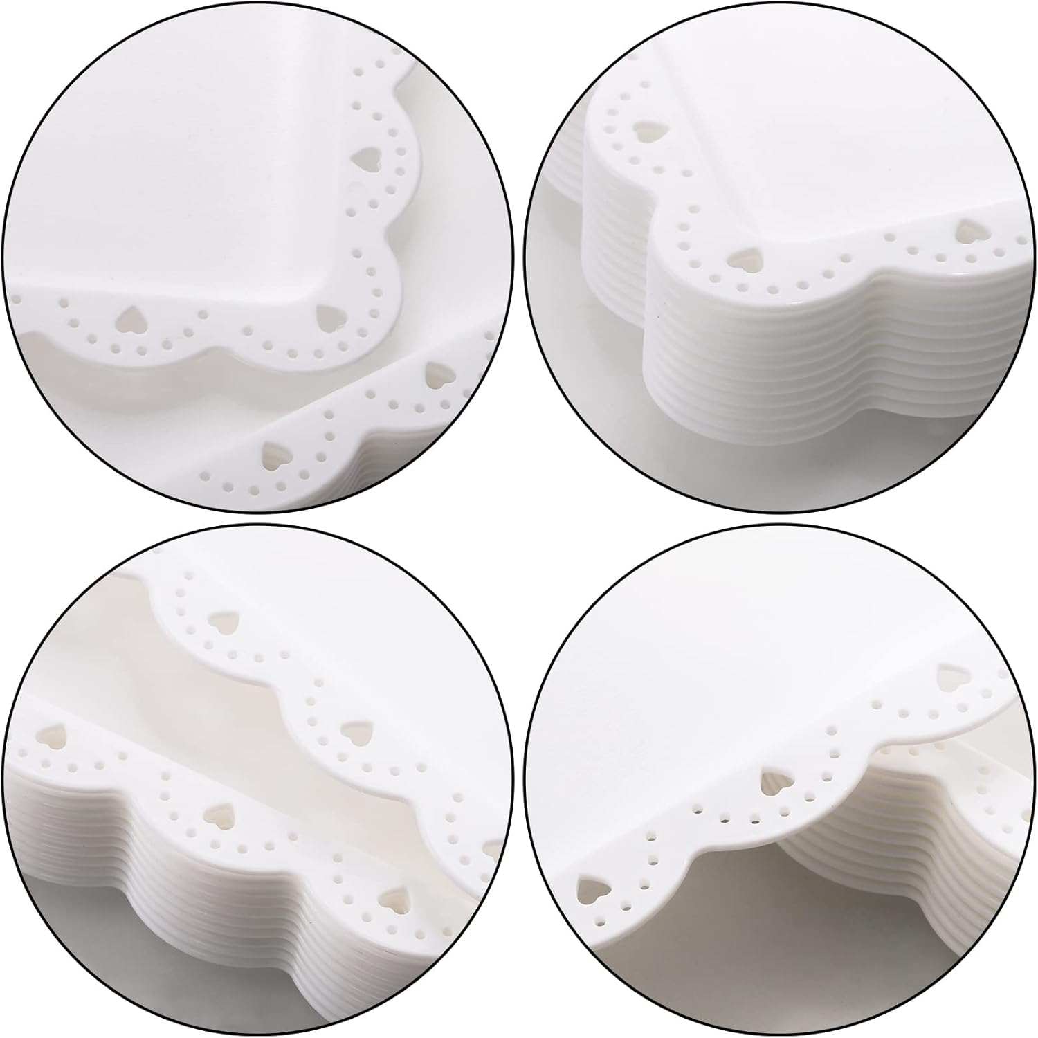 Peohud 12 Pack White Plastic Serving Platters, Disposable Party Serving Food Tray with Lace Rim, Rectangle Plastic Trays Serving Platter for Party, Wedding, Fast Food, Restaurant,14.4" x 9.3" - Image 3