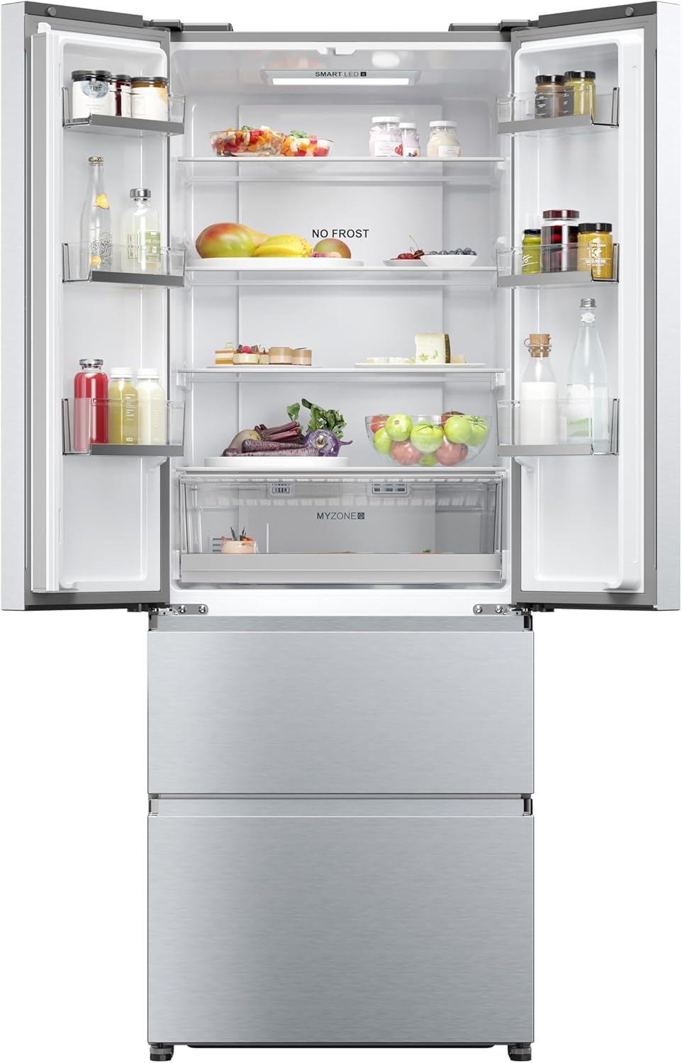 Haier FD 70 Series 5 Freestanding American Fridge Freezer, 4 Doors, Total No Frost, E Class, Air Surround, MyZone Plus, Touch Display, 446L Total Capacity, Gentle Silver, 70x68x190 cm - HFR5719ENMG - Image 2