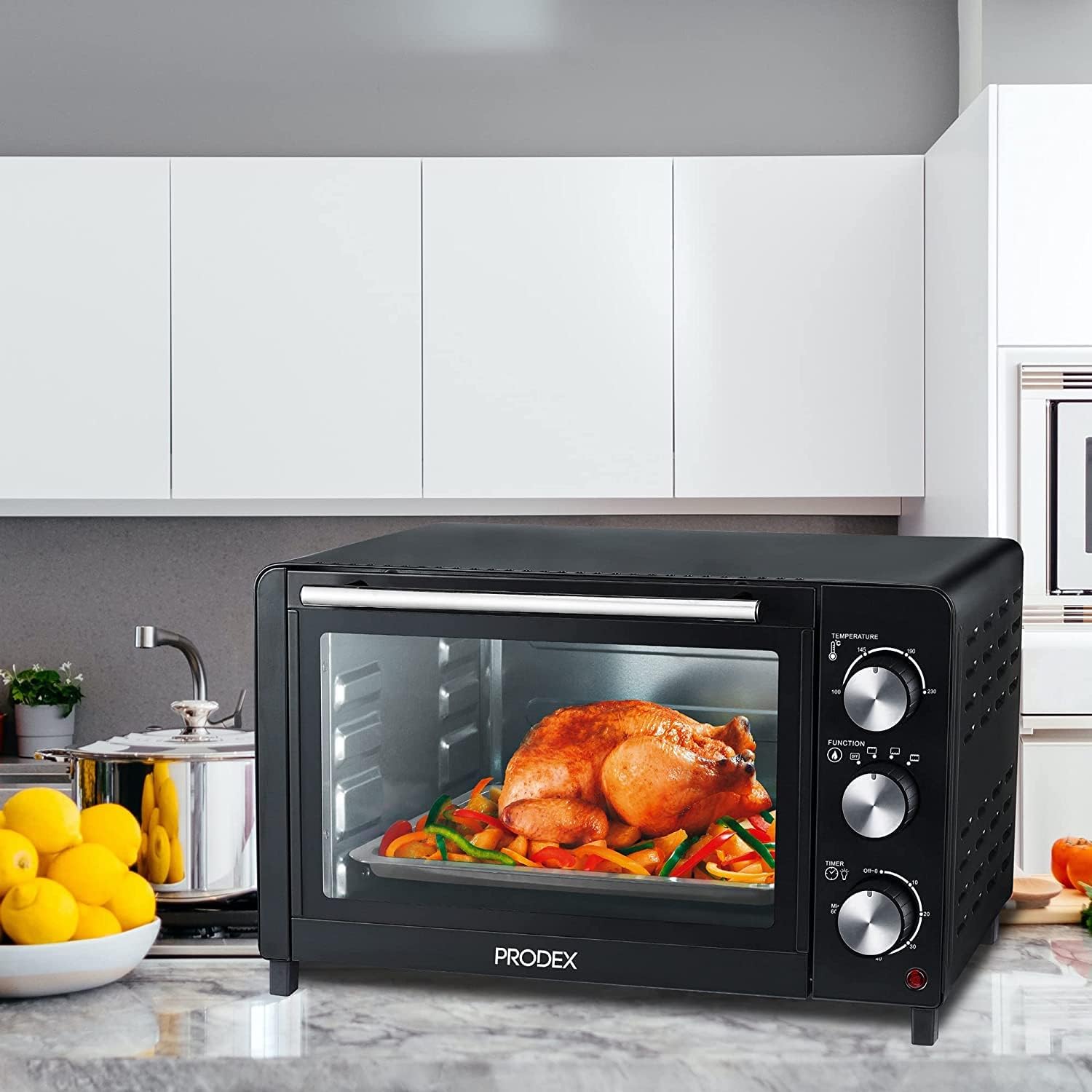 Prodex PX7023B 23 Litre Tabletop Mini Oven, 1500W Electric Cooker & Grill, Ideal for Roasting, Baking, Grilling & Reheating, Temperature Range: 100-230°C, Black - Image 4