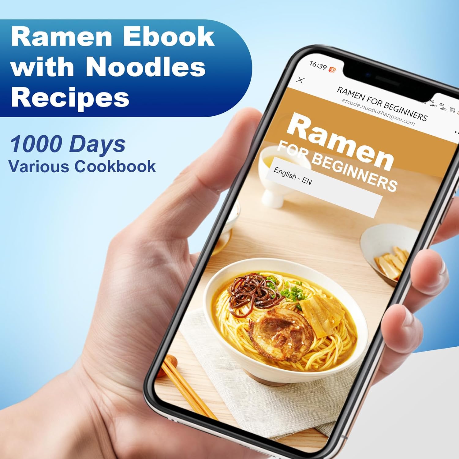 8-Inch Large Ceramic Ramen Bowl Set of 2 (9 Piece) - Microwave & Dishwasher Safe Porcelain Japanese Salad Noodles Cereal Fruit Pasta Soup Bowls with Recipes Chopsticks Forks Spoons for Men Women Gift - Image 5