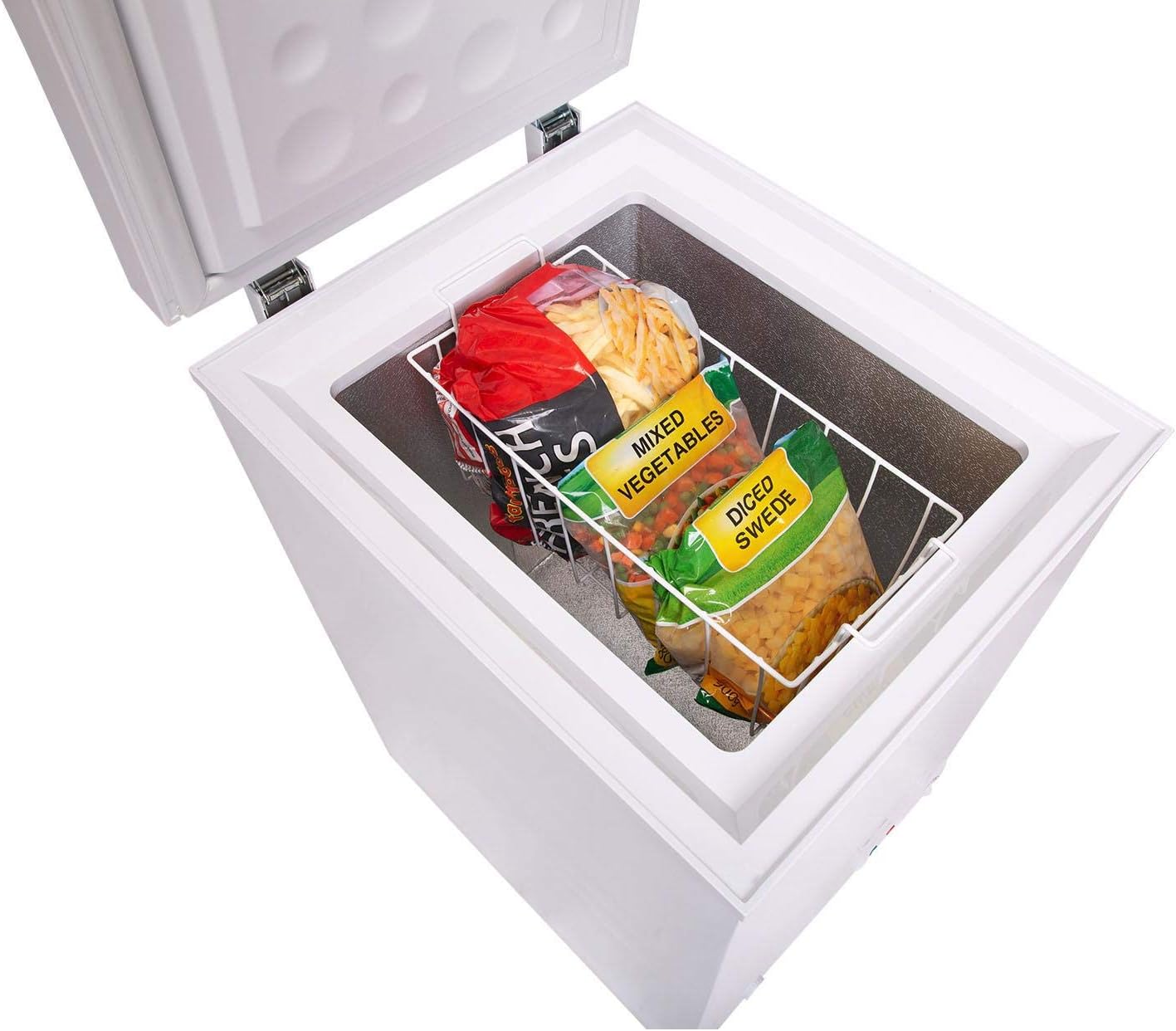 SIA AMZCHF100W White Chest Freezer with Removable Wire Basket, 80L Freestanding Freezer, 48cm Wide, Adjustable Temperature Control, E Rated, 2 Years Parts And Labour Guarantee - Image 8