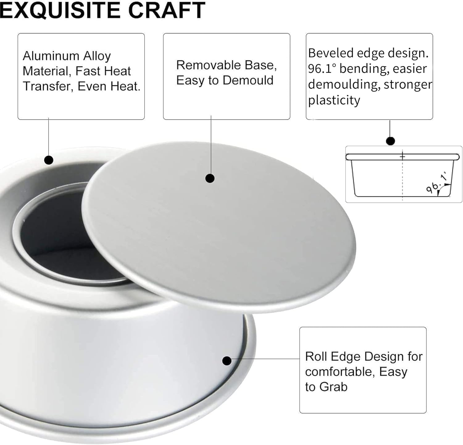 KENIY 2 Pack 4-Inch Non-Stick Deep Aluminum Round Cake Pan with Removable Bottom for Wedding/Birthday/Christmas Cake Baking Round Cake Tin Set with Loose Base (4 inch) - Image 3