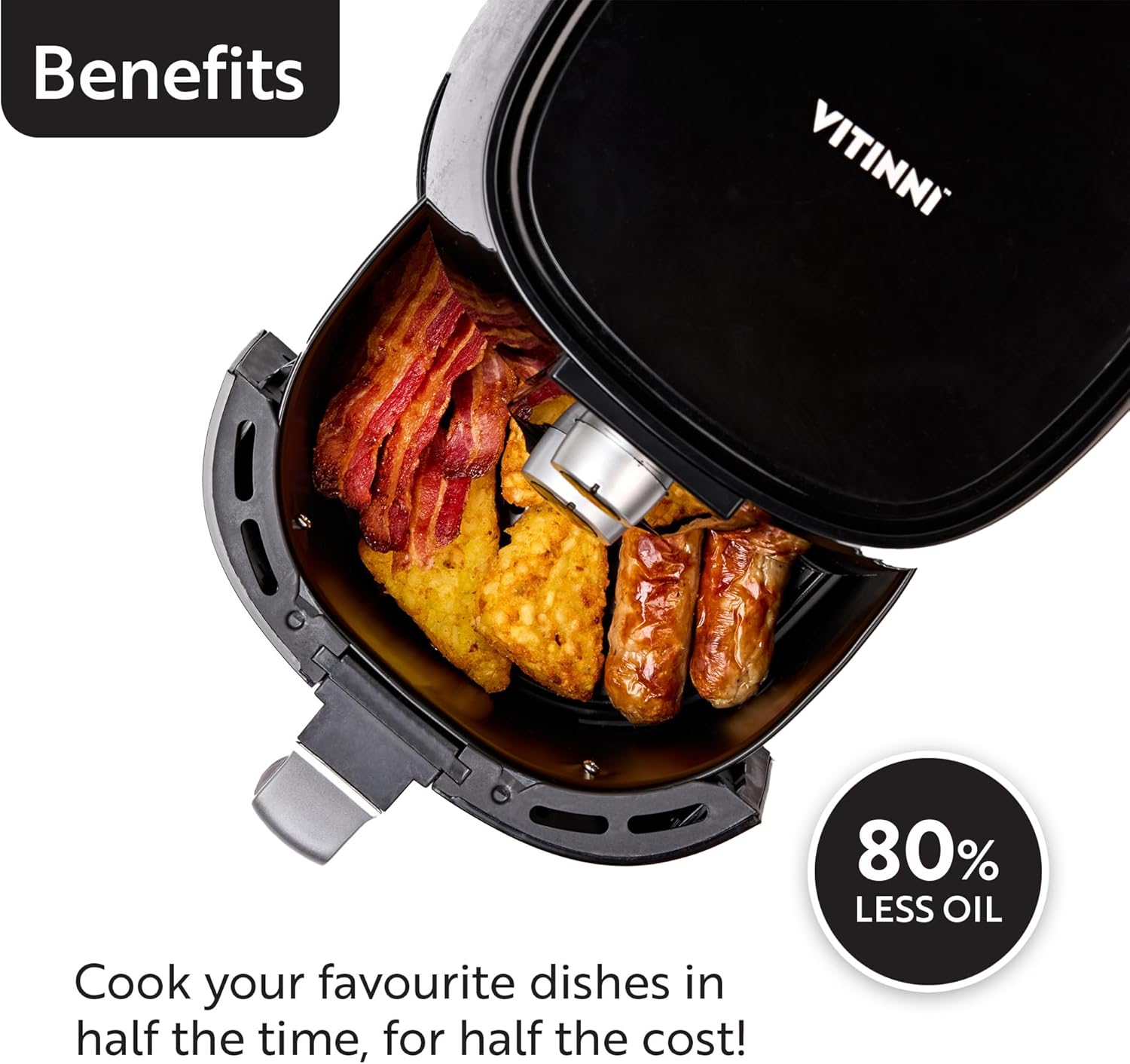 Vitinni 3.8L Air Fryer, Small and Compact, Easy to Control Manual Air Fryer, Perfect for Smaller Kitchens and Caravans, Rapid Circulation Reaching 200 Degrees Celsius, 30 Minute Timer - Image 6