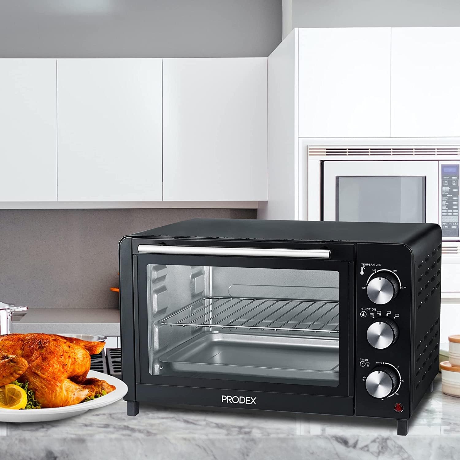 Prodex PX7023B 23 Litre Tabletop Mini Oven, 1500W Electric Cooker & Grill, Ideal for Roasting, Baking, Grilling & Reheating, Temperature Range: 100-230°C, Black - Image 3