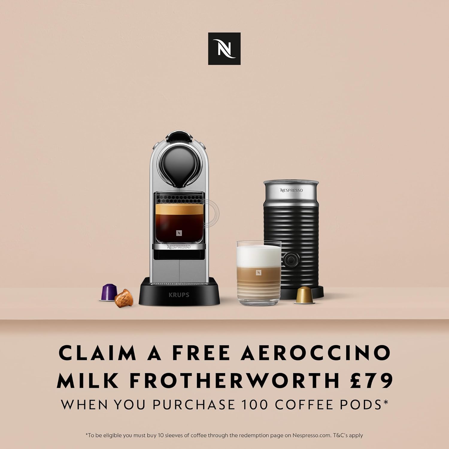 Nespresso Citiz Automatic Pod coffee machine for Americano, Decaf, Espresso by Krups in Silver - Image 2