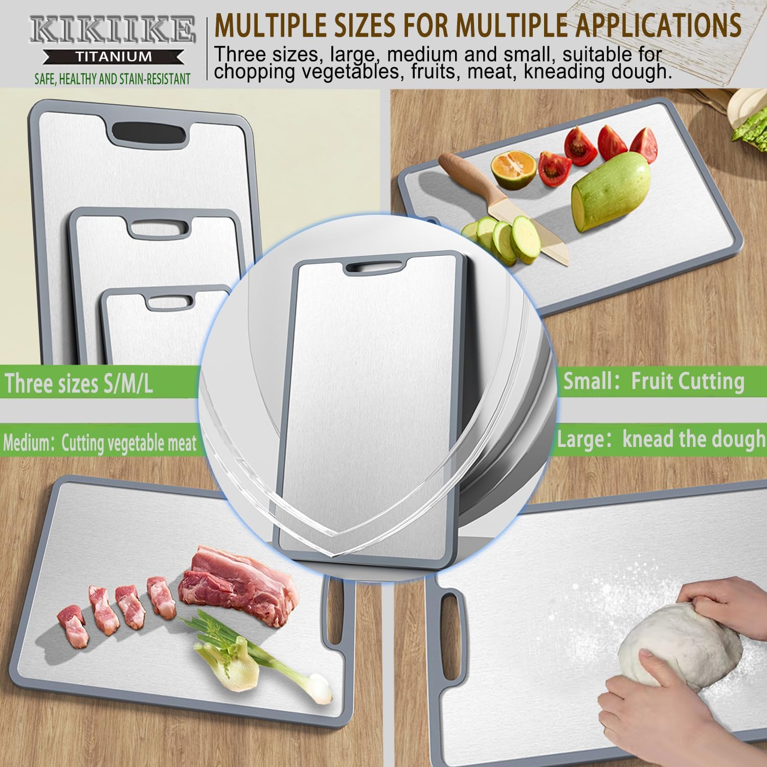 Titanium Chopping Board Double-Sided Non-Slip Silicone Edging Pure Titanium Cutting Boards for Kitchen - Double-Sided Dinner Plate – defrosting Tray ECO-Durable and Easy to Clean (Small) - Image 5