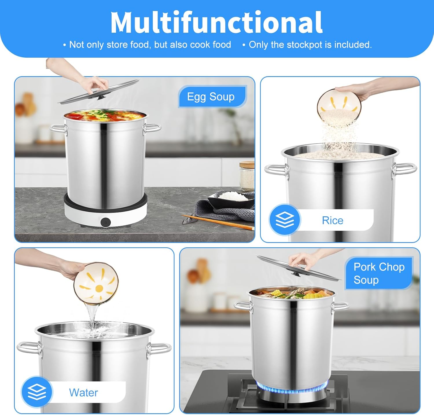 Stainless Steel Stockpot, Deep Soup Pot with Lid, 47 * 36cm Big Pot for Cooking Stock Pot 35L Commercial Grade Stock Pot, Cookware Sauce Pot for in Hotels, Restaurants, Kitchens - Image 6