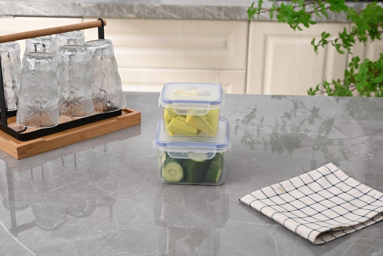 BARGAIN FACTORY Leak Proof Food Storage Containers 16PCS (8 Container + 8 Lids) Airtight Plastic Food Containers with Lids Pantry & Kitchen Containers, BPA Free Microwave & Freezer Safe, 250ML-1.6L - Image 4