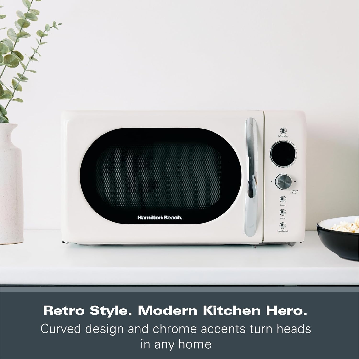 Hamilton Beach 20L Retro Microwave, Compact, 8 Presets, 60 Min Timer, Express Cooking, Child Lock, LED Display, Defrost, 700W - HB70H20C, Cream - Image 8