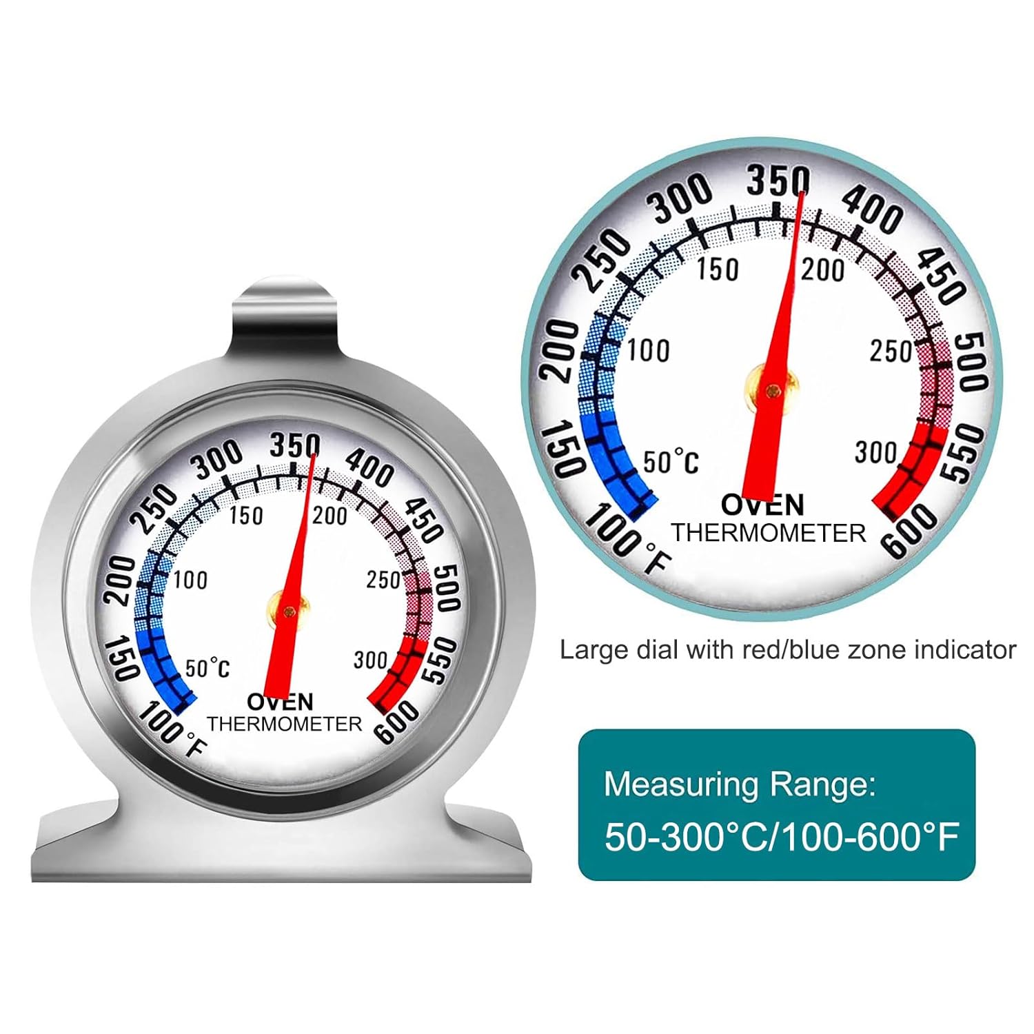 Oven Thermometer 50-300°C/100-600°F, Oven Grill Fry Chef Smoker Analog Thermometer Instant Read Stainless Steel Kitchen Cooking Thermometer (1Pack) - Image 3