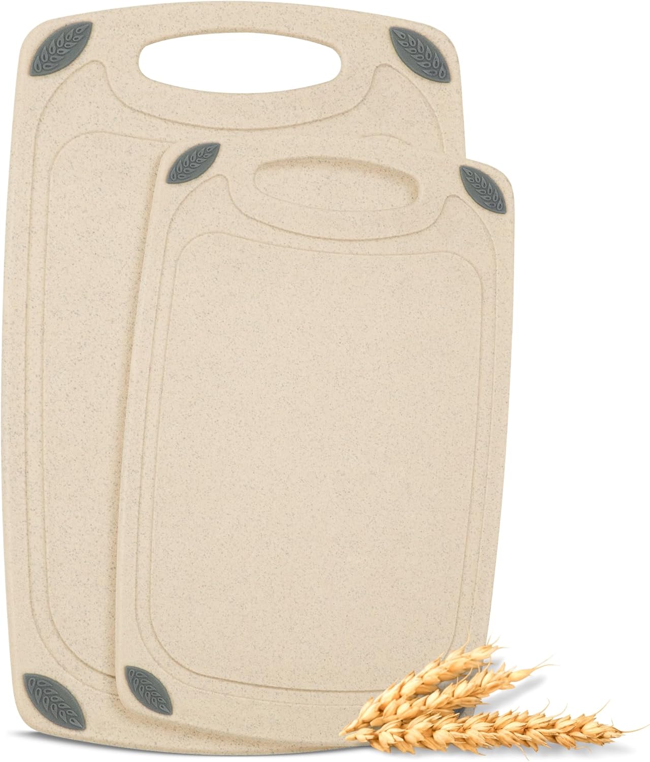 Axiom Creations 2-Piece Reversible Chopping Board Set Made from Natural Food Grade Wheat Straw Material - Eco-Conscious Alternative to Plastic - Gluten Free & BPA Free Cutting Boards for Kitchen