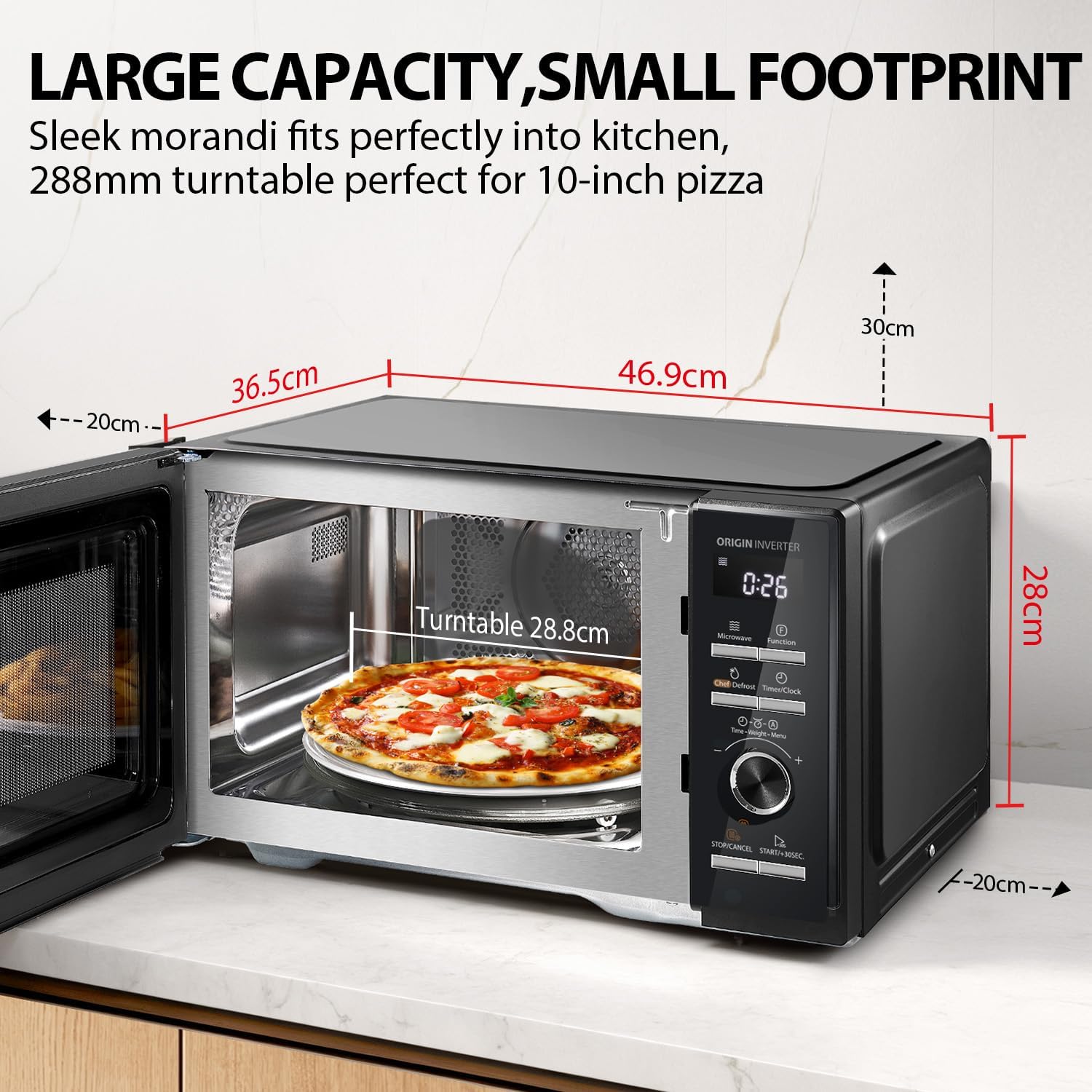Toshiba 25L 3-in-1 900W Microwave Oven in a Stunning Sleek Morandi Grey Colour, With Origin Inverter, Chef Defrost, Microwave, Grill, Combi, 10 Power Levels, 7 Auto Menus, Easy Clean, MW3-AG25PFI(MG) - Image 2