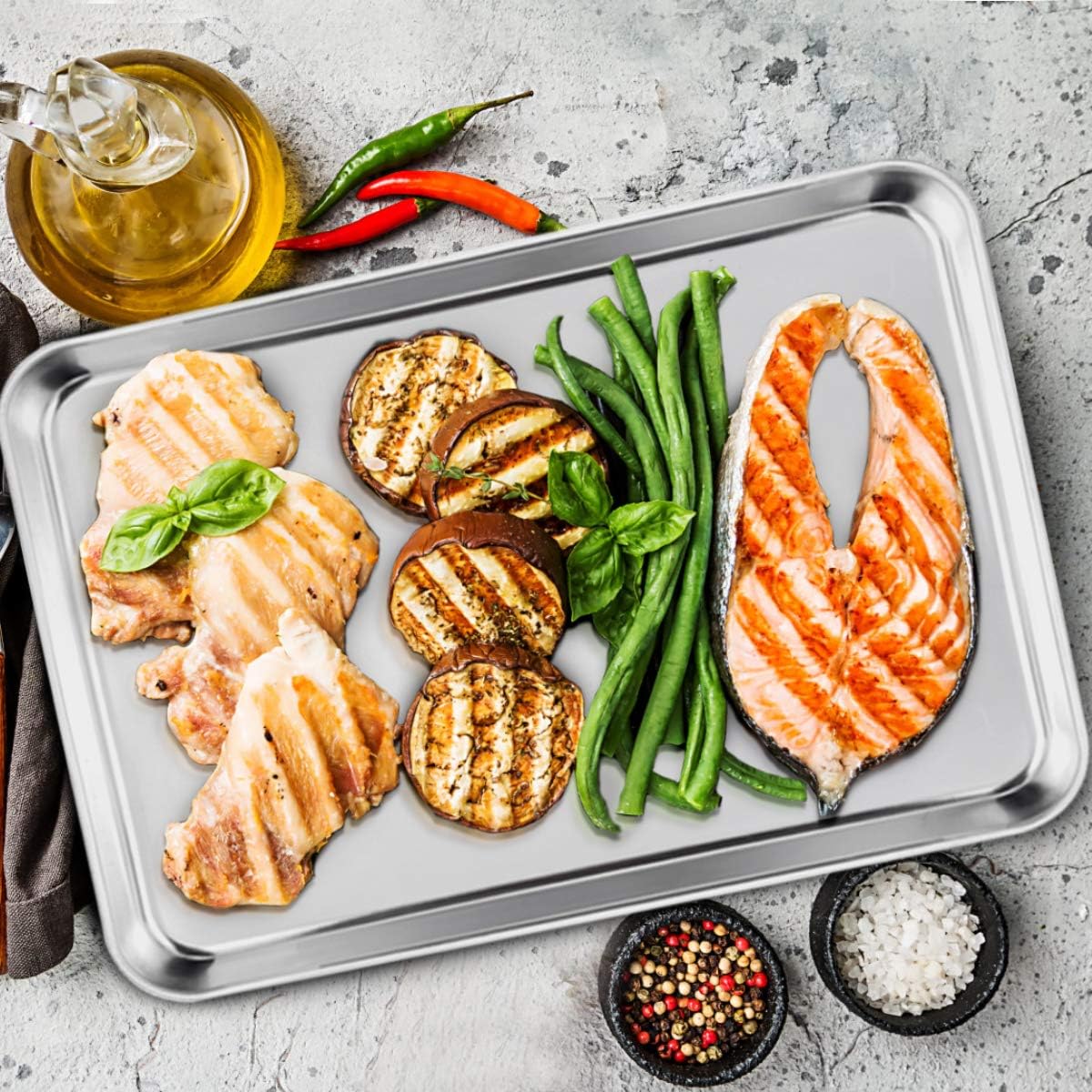 HaWare Baking Tray Set of 2, Stainless Steel Oven Tray– Large Cookie Sheet Pan for Baking Cooking Serving - 40 x 30 x 2.5 cm, Healthy & Non Toxic, Easy Clean & Dishwasher Safe - Image 5