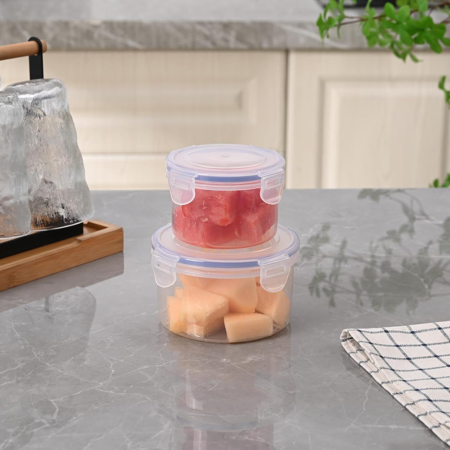 BARGAIN FACTORY Leak Proof Food Storage Containers 16PCS (8 Container + 8 Lids) Airtight Plastic Food Containers with Lids Pantry & Kitchen Containers, BPA Free Microwave & Freezer Safe, 250ML-1.6L - Image 3