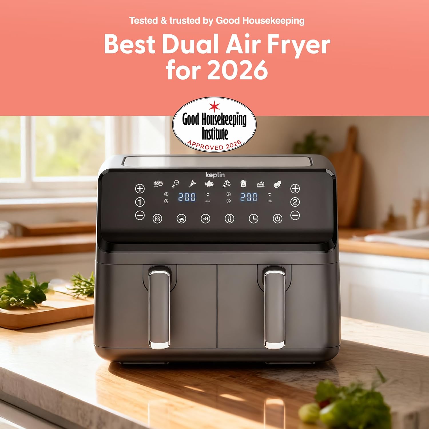 Keplin 9L Dual Zone Air Fryer - 8 in1 Cooking Functions - 2700W Energy-Saving Cooker - Extra-Large Capacity for Healthy Meals - Roast, Bake, Dehydrate, Reheat,- Family Size (9L)- 2 Years Warranty - Image 7