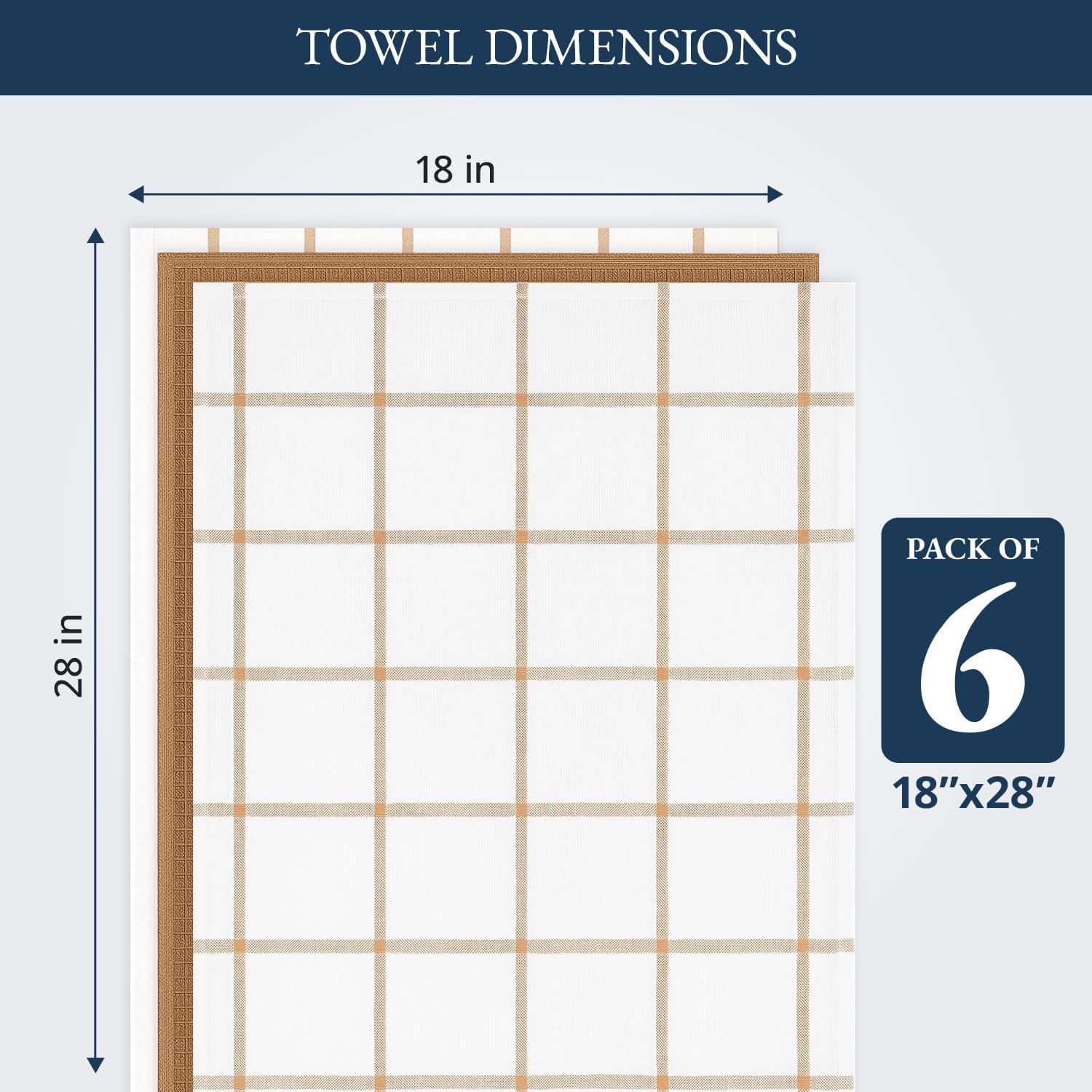 LANE LINEN Tea Towels Set - 6 Pack, 18”x28”, 100% Cotton Kitchen Towels, Absorbent & Quick-Drying Dish Towels Set with Hanging Loop - Beige - Image 3