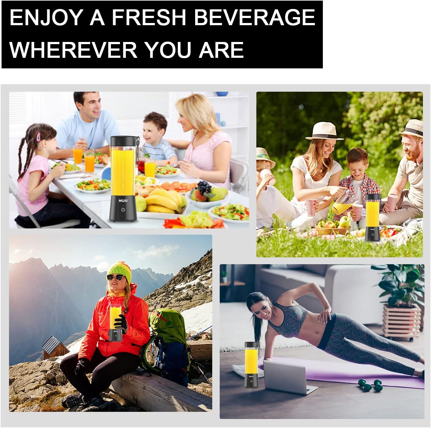 Mulli Portable Blender,Upgraded 15oz Mini Blender for Fruit Smoothies and Shakes,USB Juicer for Baby Food,Gym,Travel and More - Image 5