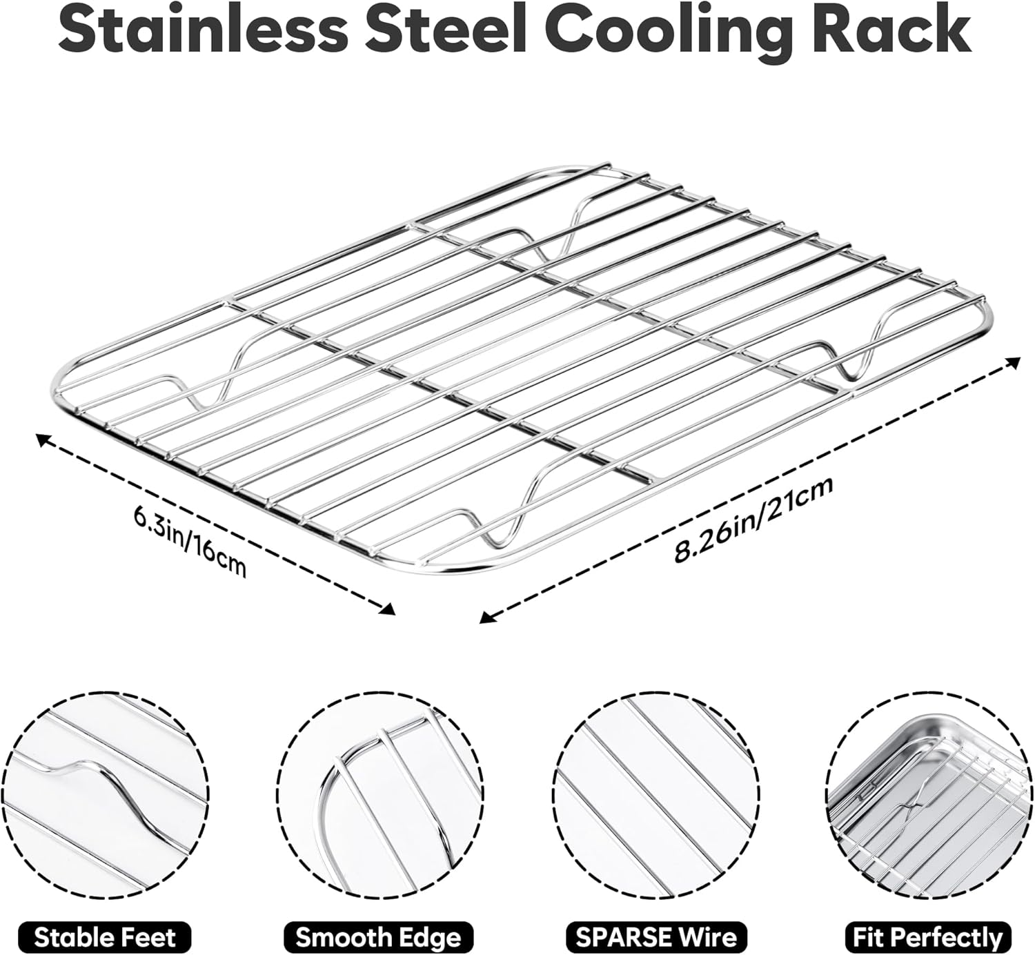 Fire More Baking Tray with Wire Rack, Stainless Steel Cookie Sheet Pan Set, 2 Sets Baking Pans with Cooling Rack for Oven Cooking, Size 23.5 x 17.5 x 2.5 cm - Image 7