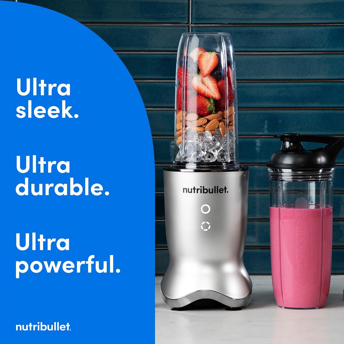 nutribullet Ultra 1200W Personal Blender Silver - With Rapid Extractor Blade, 900ml Cup, To-Go Lid & Guide - Quiet Yet Powerful Single Serve Blender - Illuminated Interface with 2 Blending Options - Image 2