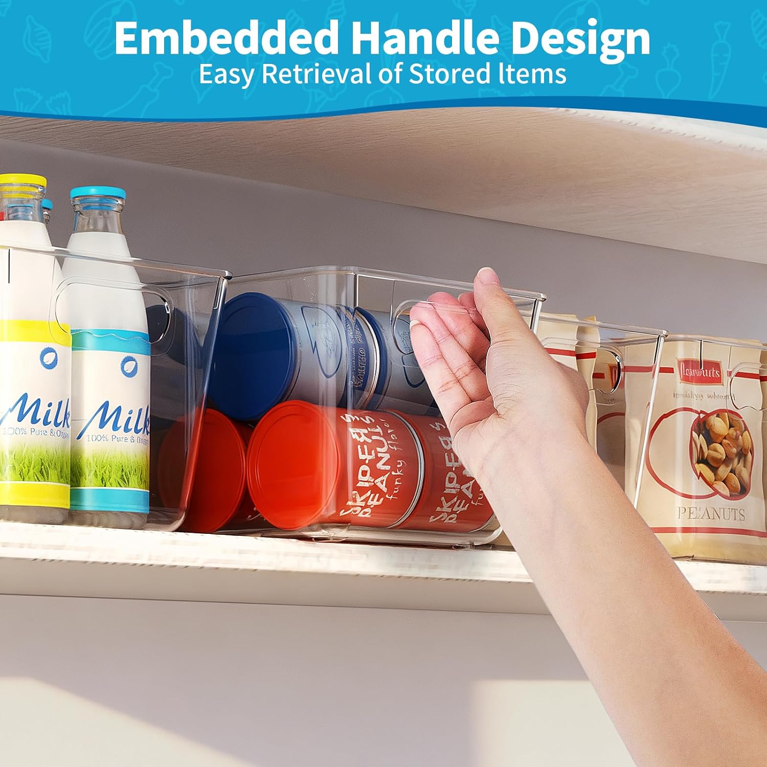 Fridge Organiser, Clear Pantry Organizer Bins, Food Storage Basket for Kitchen, Countertops, Cabinets, Refrigerator, Freezer, Bedrooms (4 Pack, L(30x20x15CM)) - Image 6
