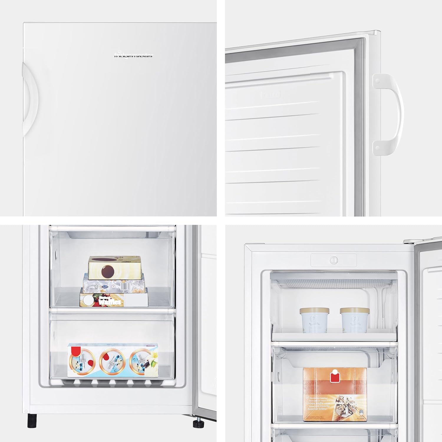 Fridgemaster MTZ55153E Freestanding Upright Freezer, 165 Litres, 143 cm Tall, 4 Star Freezer Rating, 55cm width, E Rated in White - Image 3