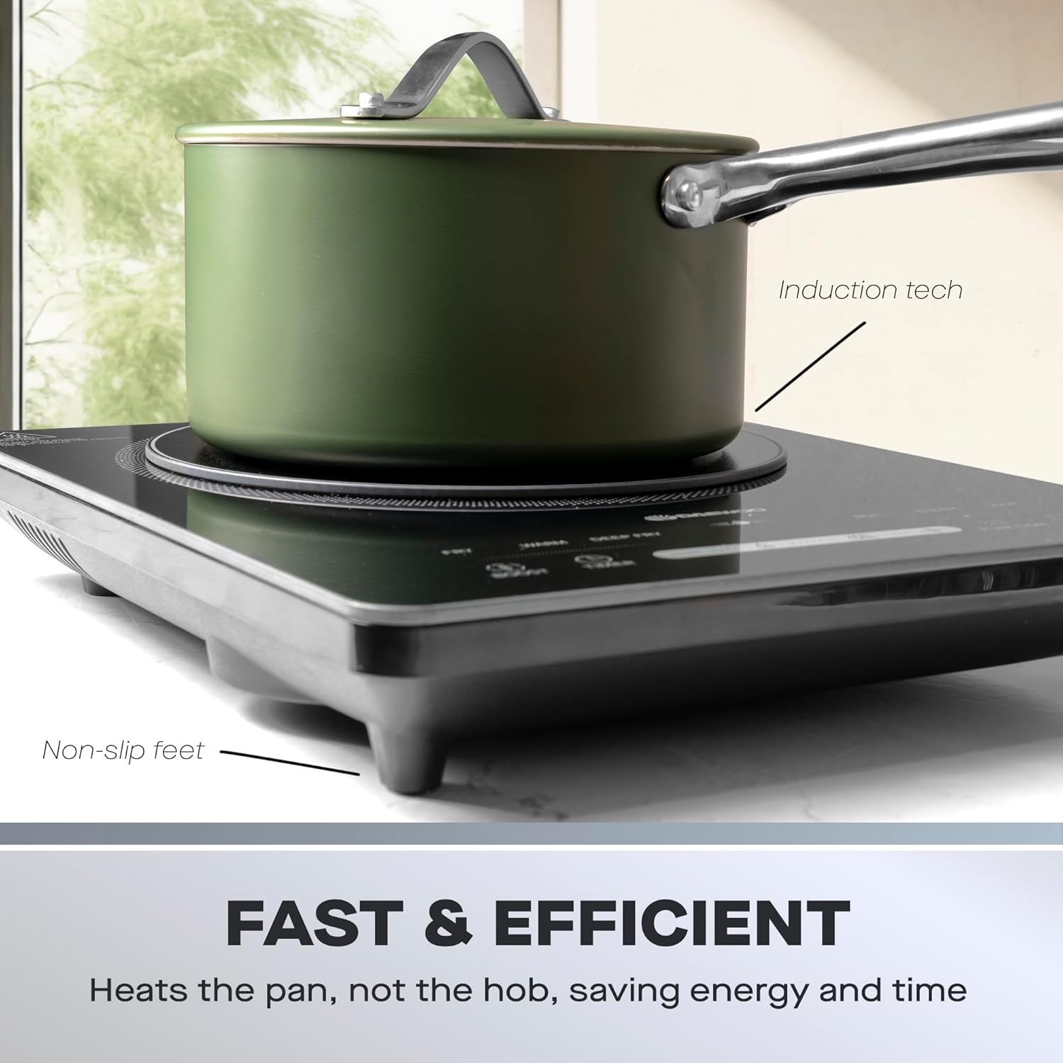 Daewoo 2200W Portable Single Induction Hob – Convenient Electric Cooktop for Use With Induction-Suitable Pans, 6 Presets, LED Controls & Timer - Image 3