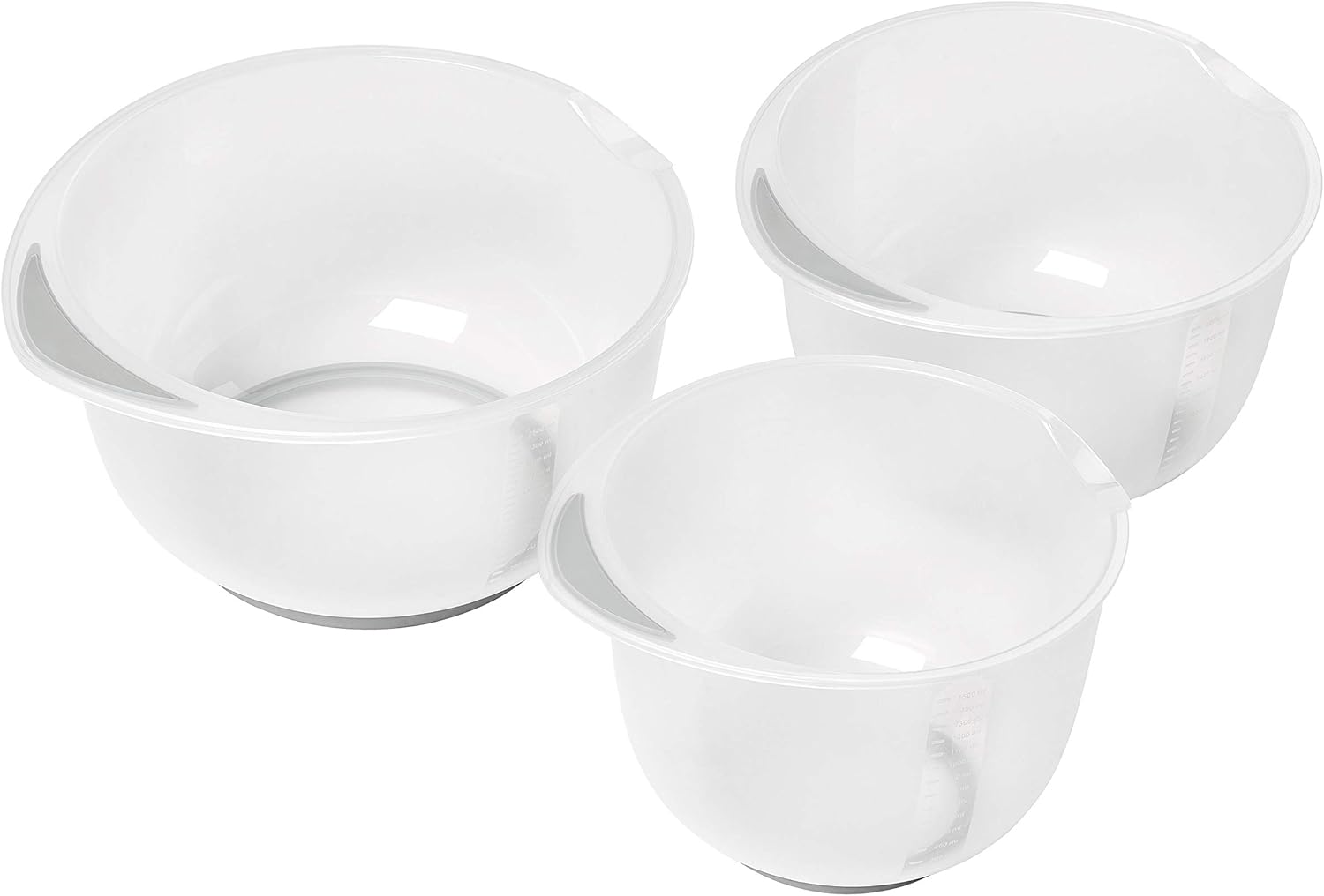 Chef Aid Contain 3 Mixing Bowls, Non-Slip Base, Soft Grip Handle, Microwave and Dishwasher Safe, Compact, Stackable, Ideal for baking and cooking, Off-white, 1.5 Litre, 2 Litre, 2.5 Litre - Image 4