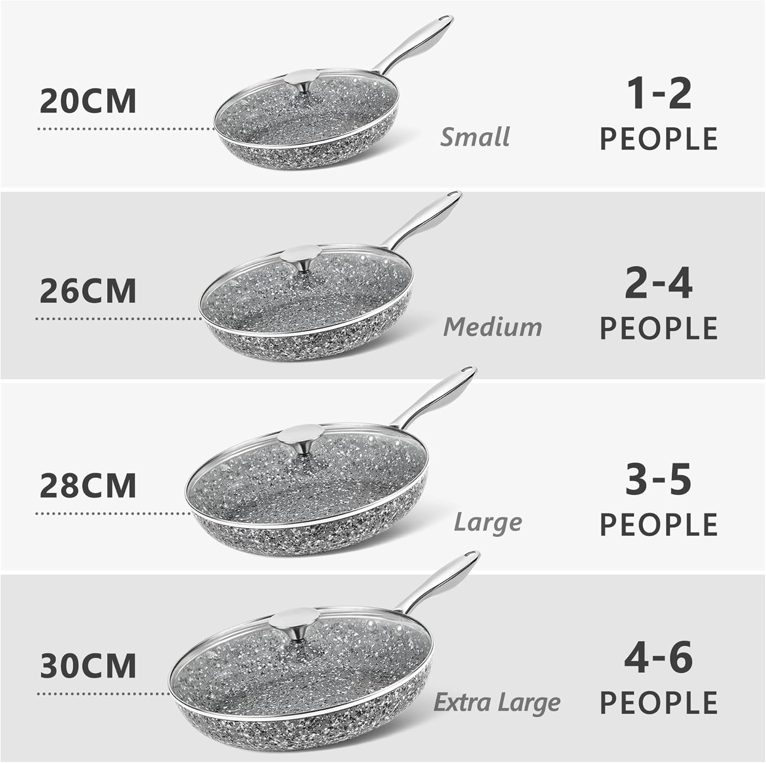 MICHELANGELO 26CM Frying Pan with Lid, Non Stick Fry Pan, Stone-Derived Coating Omelette Pan for Induction, Granite Skillets with Lid-Oven Safe - Image 8