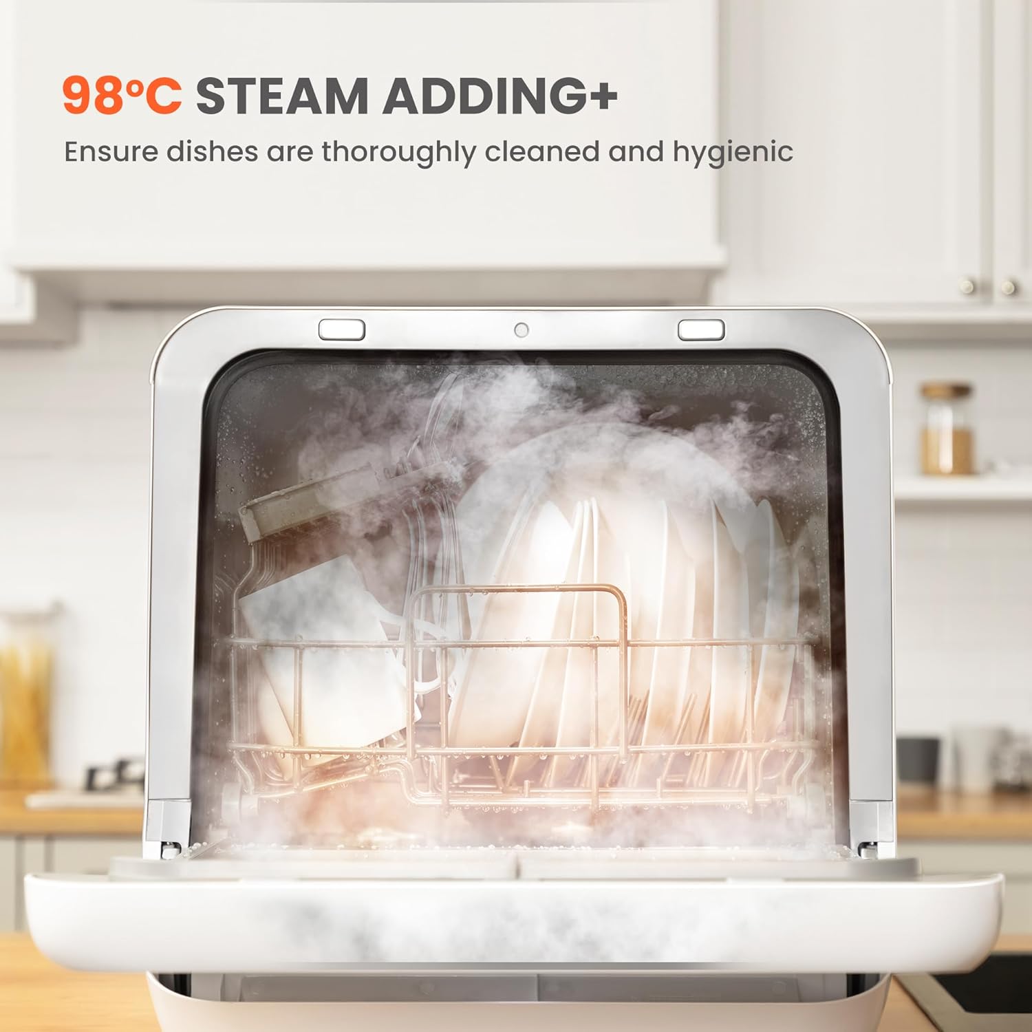 COMFEE‘ Table Top Dishwasher, Mini Countertop Dishwasher with 6+3 Programs, Steam Wash, Baby Care & Fruit Wash, No plumbing, Delay Start, 72H Storage, Perfect for Singles or Couples - Image 4