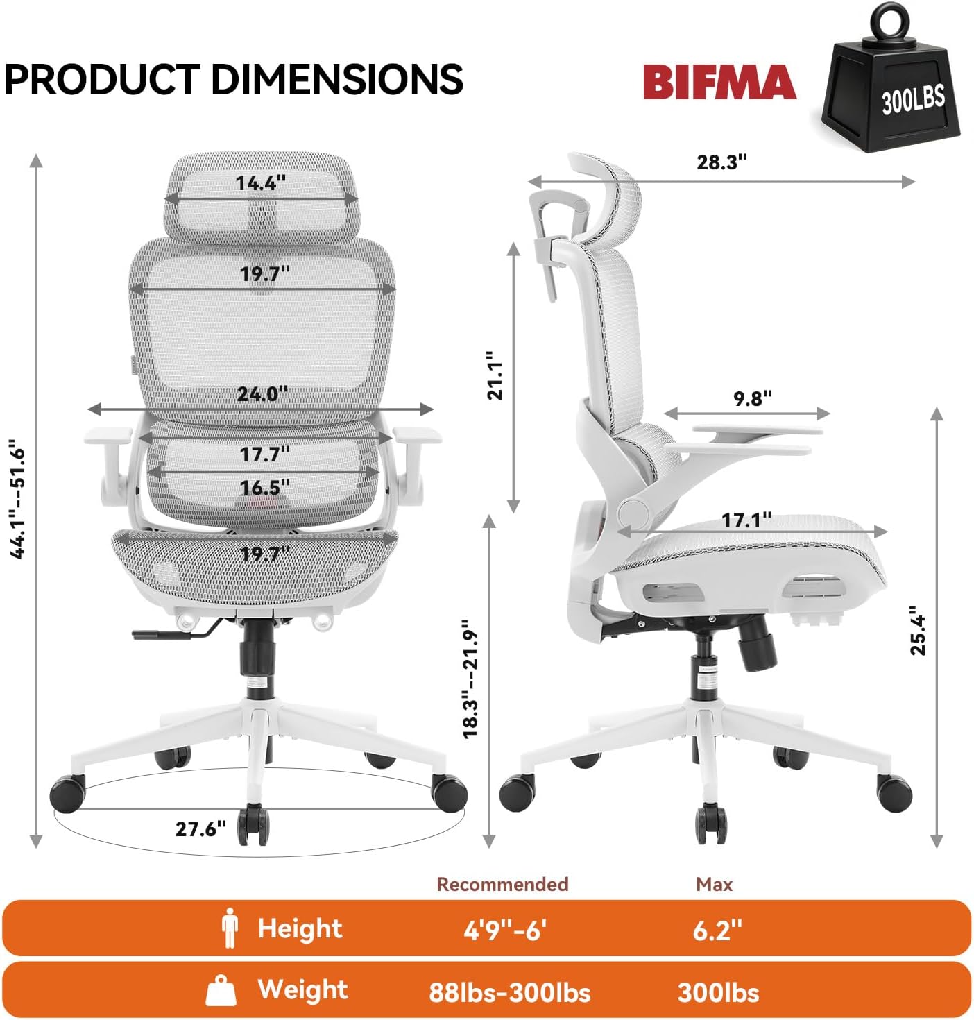 SIHOO B100 Ergonomic Office Chair, Comfy Desk Chair with Adaptive Dynamic Lumbar Support, Computer Chair with Extra Wide Headrest, Flip-Up Armrests, 90-135° Tilt Lock and Breathable Mesh Cushion - Image 3