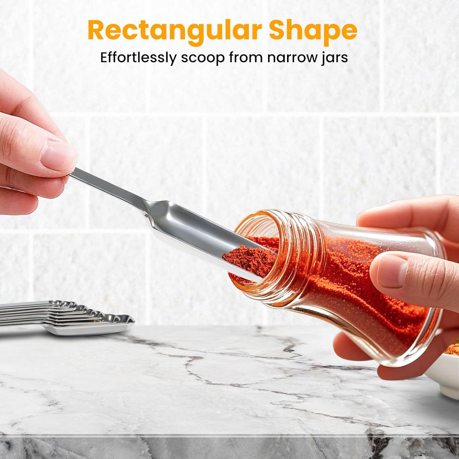 Stainless Steel Measuring Cups & Spoons Set of 18, Includes 7 Nesting Cups, 6 Rectangular & 5 Tiny Measuring Spoons Fits Narrow Spice Jars, Kitchen Gadgets for Cooking & Baking - Image 7
