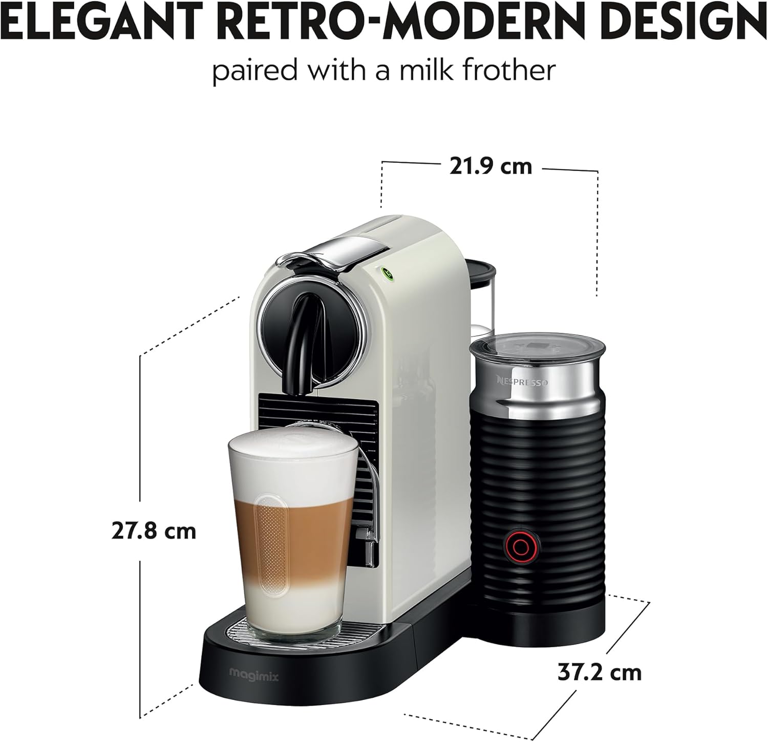 Nespresso Citiz Coffee Machine with Aeroccino Milk Frother by De'Longhi for Original Coffee Pods, Latte, Cappuccino, Espresso, Starter Capsule Set Included, EN267.WAE, White - Image 8