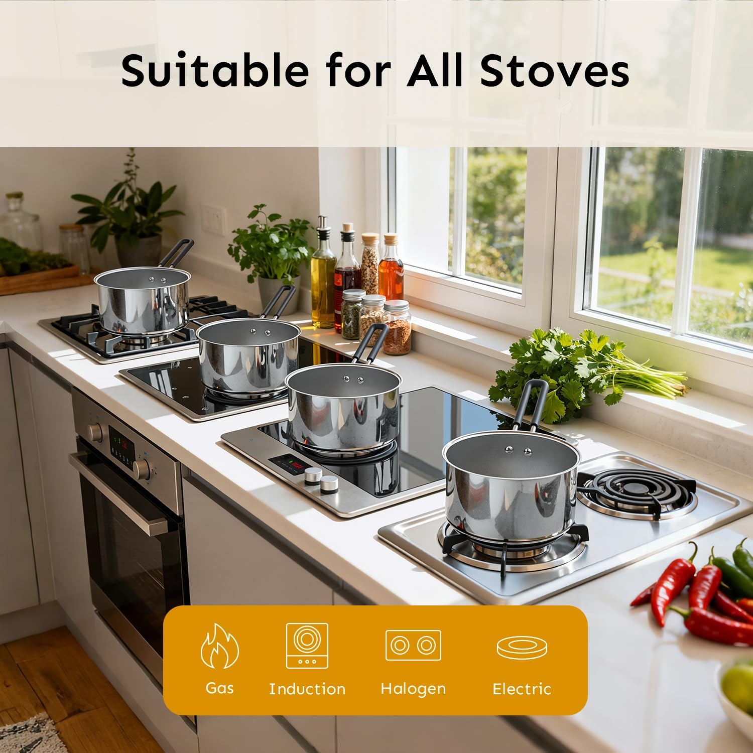 18cm Stainless Steel Saucepan with Glass Lid, Stay-Cool Handle, 2L Oven Safe Stainless Steel Pan, Durable Cookware for Healthy Cooking, Induction Ready, Compatible with All Cooktops - Image 4