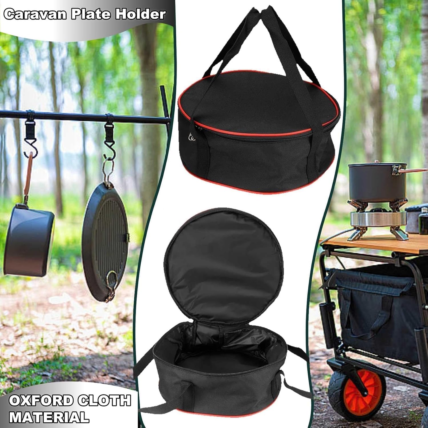 Camping Utensils Storage Bag Camping Dinnerware Organiser with Handles and Double Zippers Plate Holders Dinnerware Storage Container for Plates Bowls Cups Travel Picnic Barbecue - Image 8