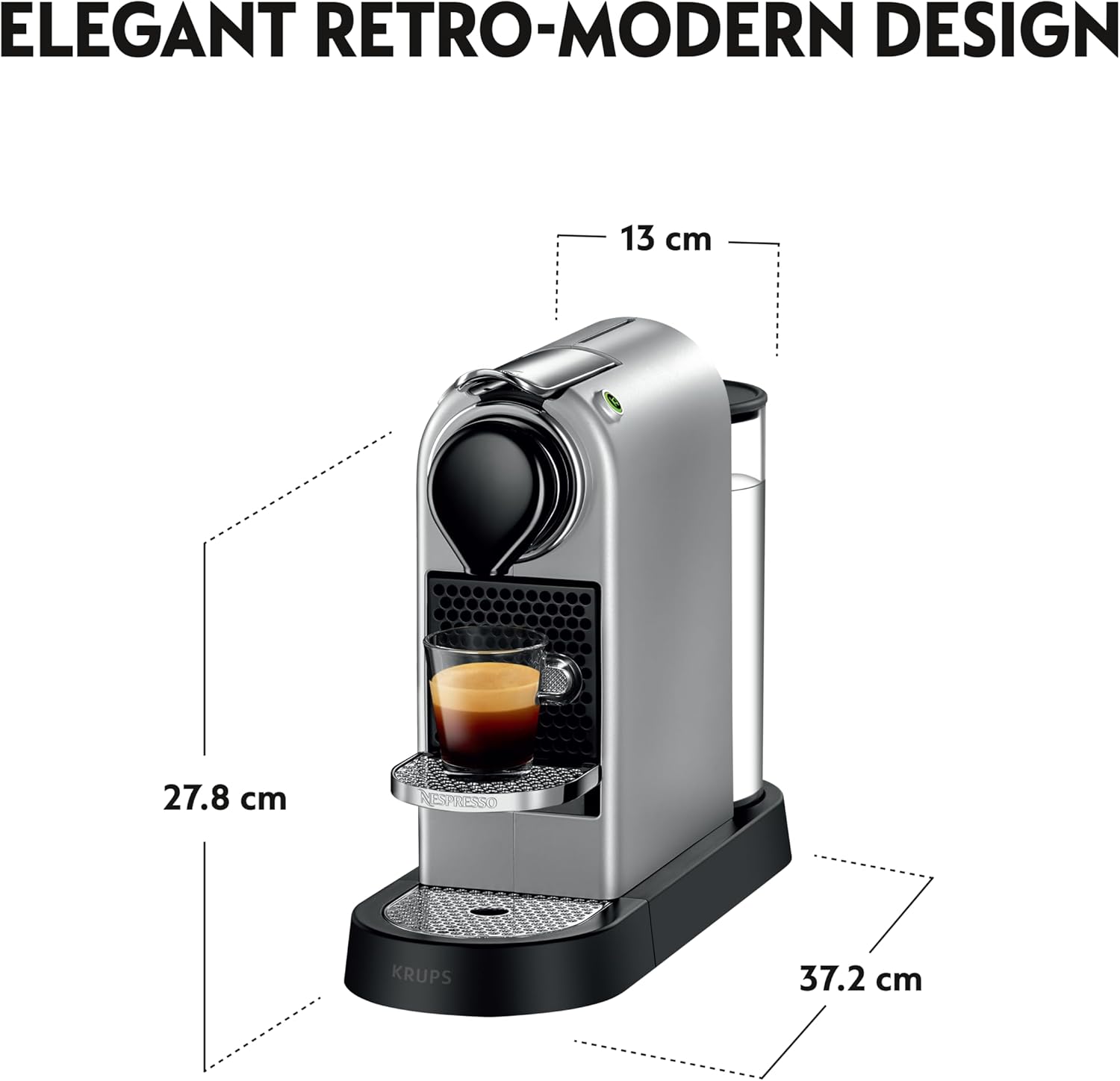 Nespresso Citiz Automatic Pod coffee machine for Americano, Decaf, Espresso by Krups in Silver - Image 4