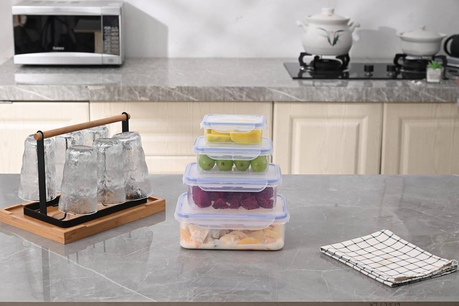 BARGAIN FACTORY Leak Proof Food Storage Containers 16PCS (8 Container + 8 Lids) Airtight Plastic Food Containers with Lids Pantry & Kitchen Containers, BPA Free Microwave & Freezer Safe, 250ML-1.6L - Image 5