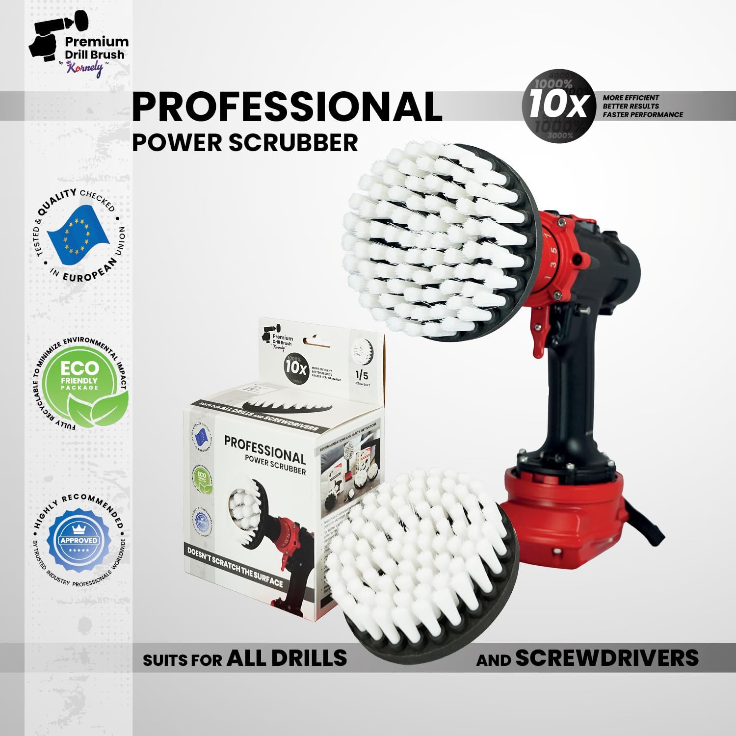 Premium Drill Brush Professional – Extra-Soft 13 cm White | Scratch-Free Cleaning Brush for Carpet, Upholstery, Leather Seats, Glass, Furniture and Car Interior - Image 7