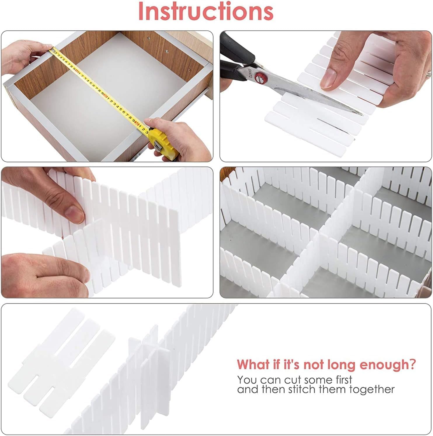 18Pcs Drawer Dividers, Adjustable Drawer Organizer for Socks, Underwear, Makeup, Can Help Tidy Kitchen, Bedroom, Dresser Black - Image 3