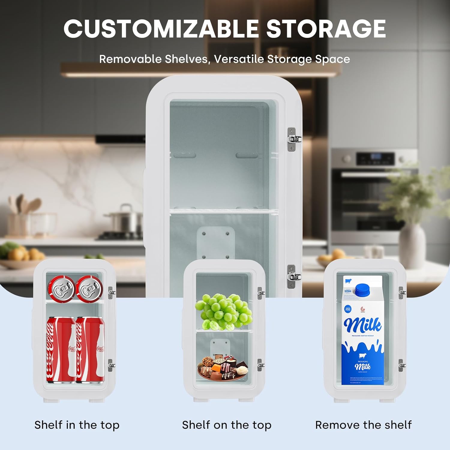 Enventor Mini Fridge 6 Litre/ 8 Can, AC+12V DC Power, Portable Cooler & Warmer, Small Fridge for Bedrooms, Car, Skincare, Fruit and Drinks, White - Image 7