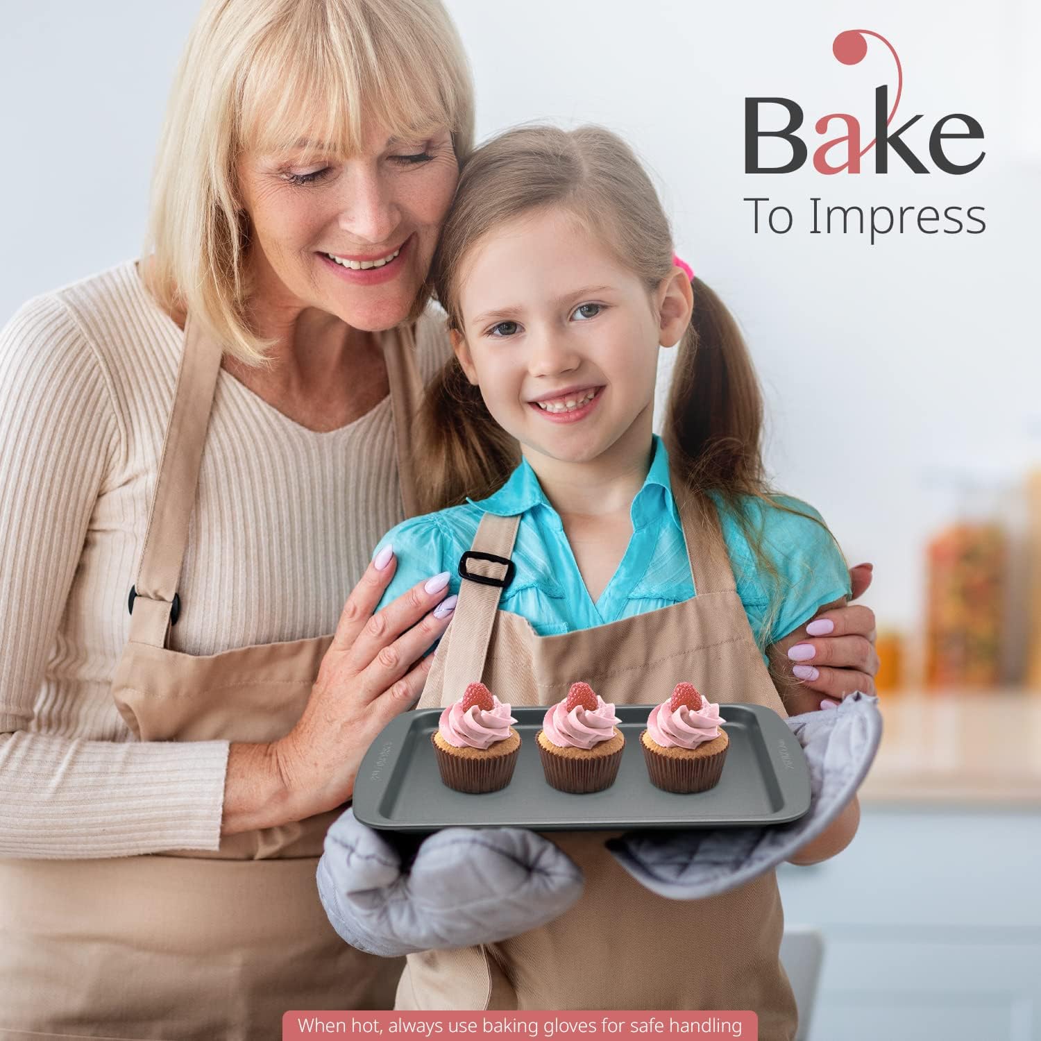 Small Baking Trays for Oven Non Stick 21x16.2x1.7 cm Flat Baking Sheet Rectangular Quantum 2 Non-Stick Technology Swiss Roll, Pancakes, Cupcakes, Cookies - Image 8
