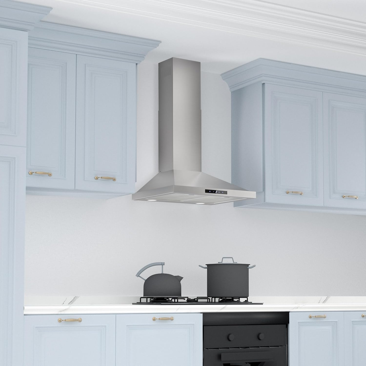 FIREGAS Chimney Cooker Hood 60 cm, 3 Fand Speeds, 335 m³/h,Touch controls,Recirculating & Ducting Extractor Hood Wall Mounted Range Hood 600mm Kitchen Extractor Fan - Stainless Steel - Image 9