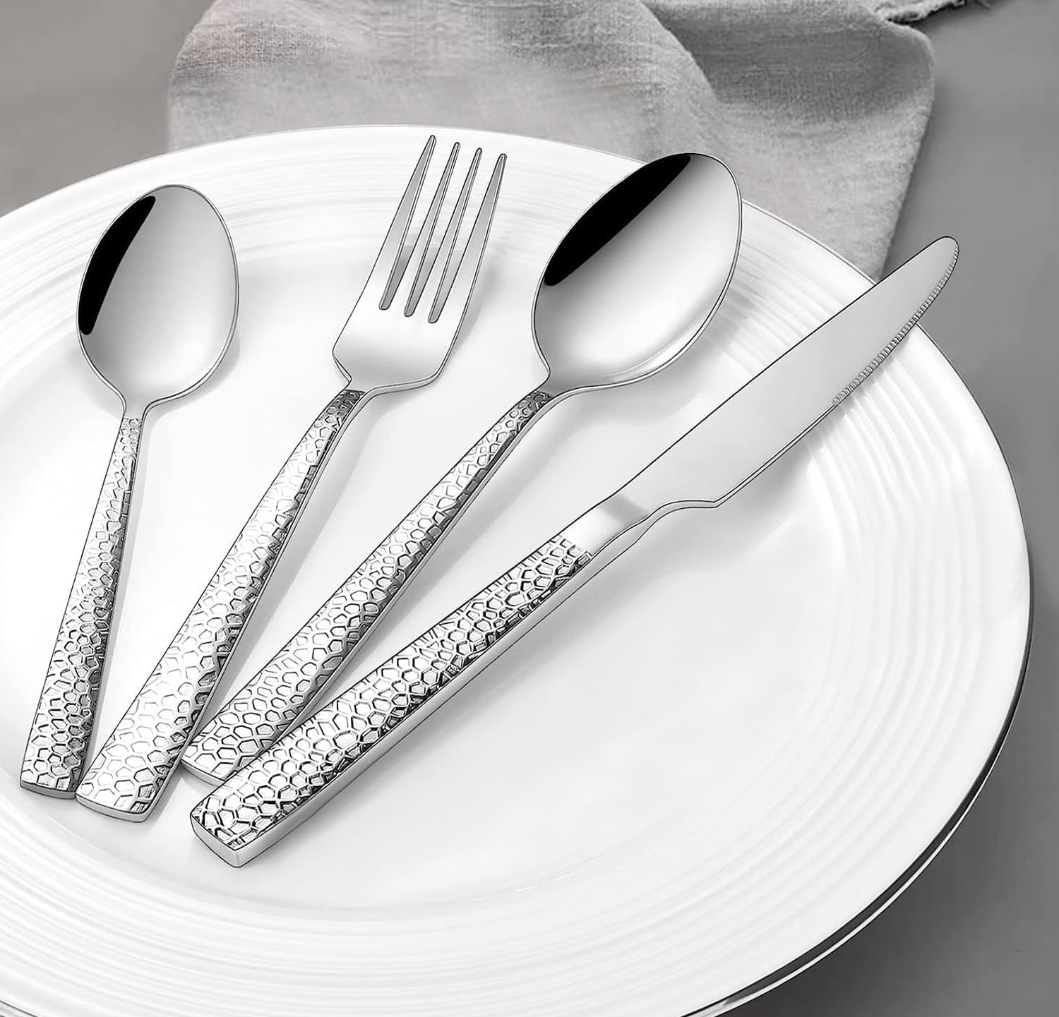 32PCS Silverware Set, Heavy Duty Stainless Steel Flatware Set for 8, Food-Grade Tableware Cutlery Set, Utensil Sets for Home Restaurant, Mirror Finish, Dishwasher Safe - Image 3